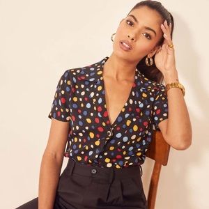 ❤️NWT Reformation Cuba Print Blouse in Fiesta